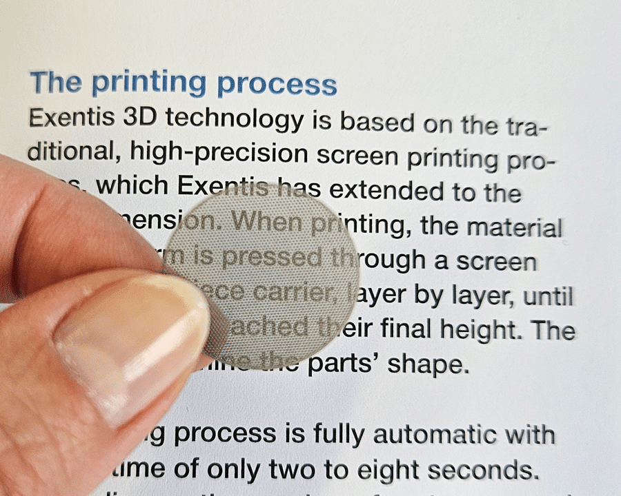 Micro precise 3d printed filter see-through